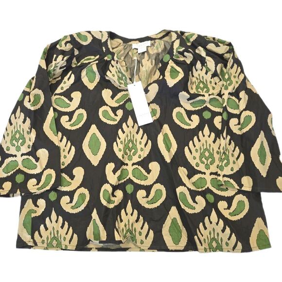 Calypso St. Barth Islegence Blouse NWT size Small Printed Top - Picture 1 of 14